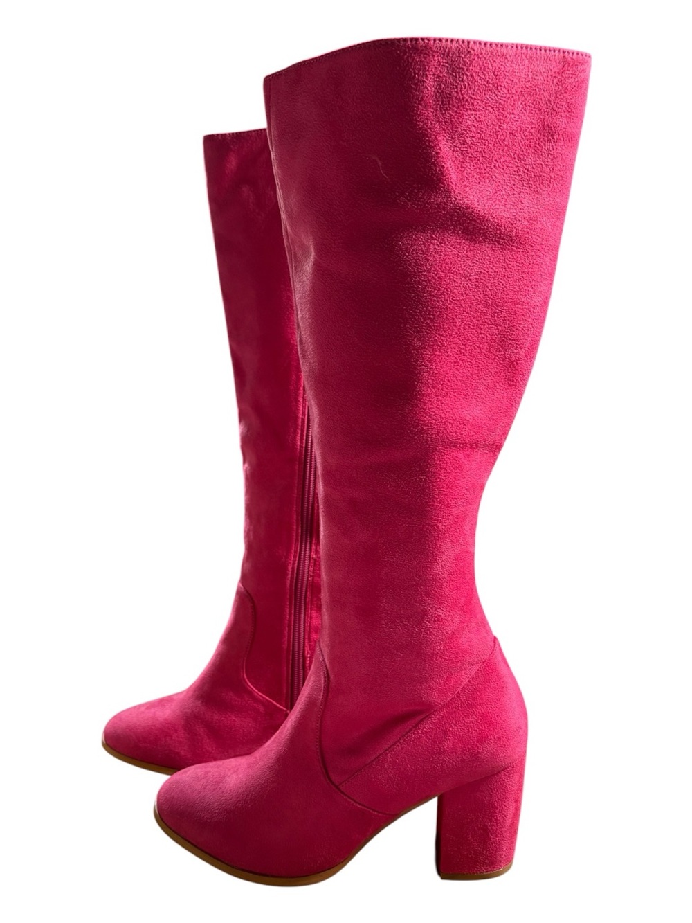 NEW Allegra K Hot Pink Faux Suede Knee High Boots Block Heel size 7